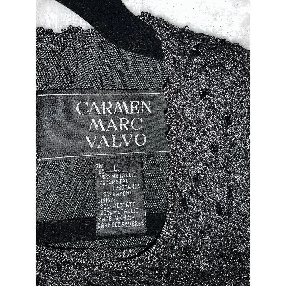 Carmen Marc Valvo Sequined Crochet Tank Top - Picture 3 of 5